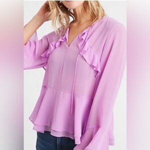 Banana Republic Pink/Purple Ruffle Blouse